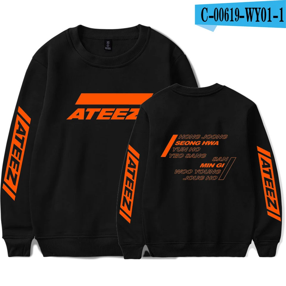 ATEEZ Женская и мужская повседневная одежда горячая Распродажа монолитные толстовки с длинными рукавами толстовки с принтом Kpops плюс размер 4XL - Цвет: WY01-1