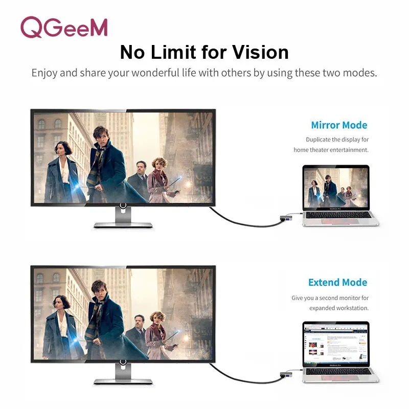QGEEM USB C HDMI кабель совместимый адаптер VGA Type c к 4K для MacBook Pro ChromeBook galaxy S9 Huawei P20