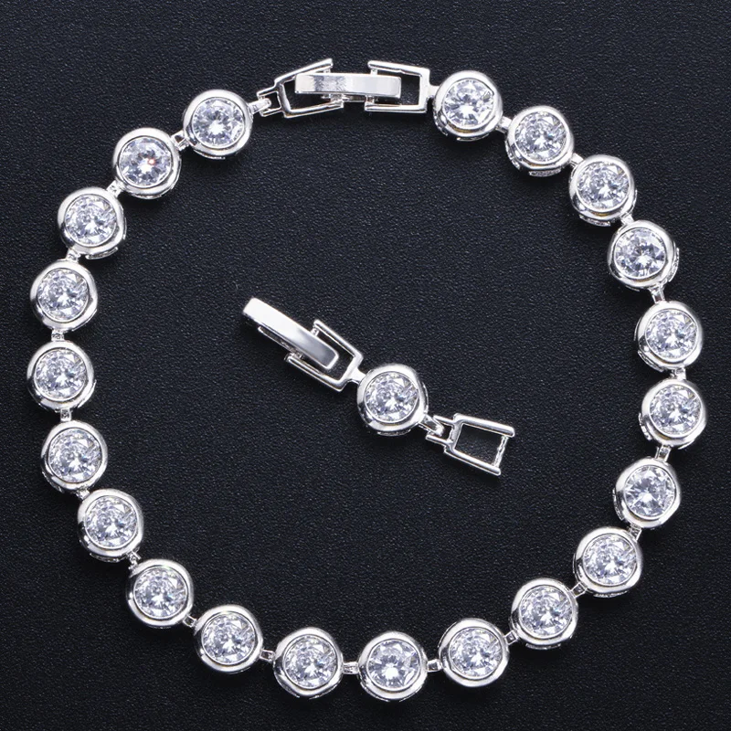 Женские Классические теннисные браслеты ThreeGraces круглые серебристые фиолетовые с