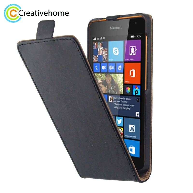 Вертикальный чехол книжка для Nokia Lumia 535 роскошный из искусственной кожи Microsoft
