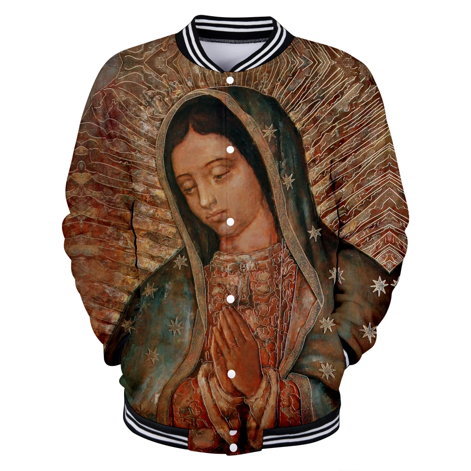 NEW Harajuku 3D Print Our Lady Guadalupe Long Sleeve Baseball Jacket Women harajuku Clothes 2019 japan New Arrival Fashion | Женская