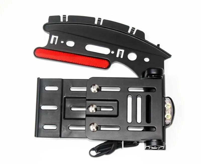 

Motorcycle Telescopic Folding LED Light Side Mount License Plate Holder For Harley Dyna Fat boy Sportster 883 1200 XL 07-16