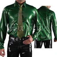 hot sale mens latex shirt in metallic color