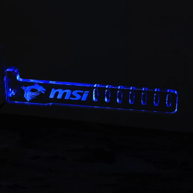 Новейший PCI красный для MSI светодиодный светящийся компьютерный офисный основной ящик видеокарты на заказ Поддержка рамка дисплей карты компоненты разъем - Цвет: Синий