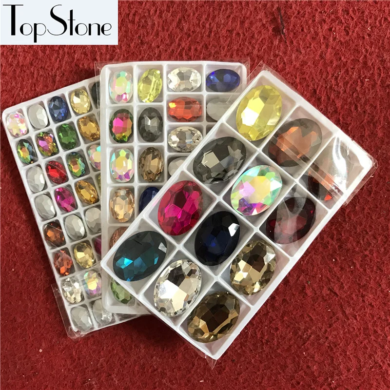 Topstone Овальный Необычные Камень смесь цветов 4x6,6x8,8x10,10x14,13x18,18x25,20x30 ММ Pointback Стекло кристаллы ювелирных изделий
