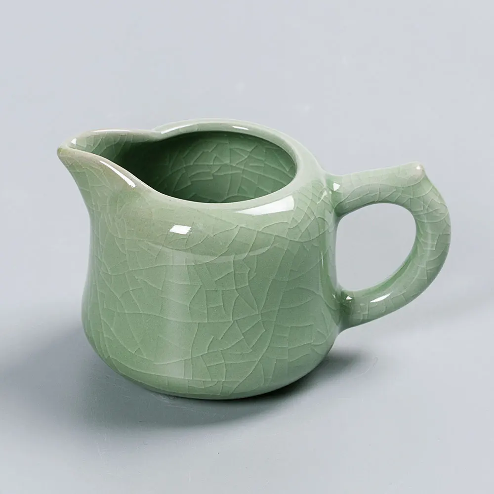 Newchinaroad green Chinese kung fu tea set with crackled glaze including 1 teapot*6 teacups*1 sharing pot*1 strainer (10pcs) | Дом и сад