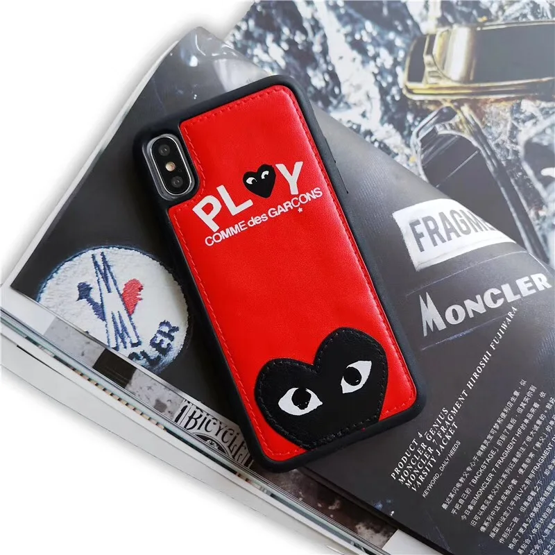 Hot Japan Comme des Garcons CDG play leather phone cover for iphone 6 6s 7 8 plus x xs max xr love eyes capa case coque |