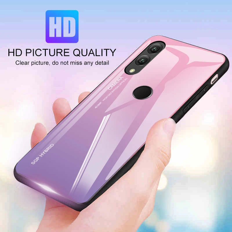 Роскошный градиентный чехол из закаленного стекла для huawei p20 lite p10 pro plus mate 10 20 lite honor 8 9 p 20 Модный мягкий чехол-накладка на заднюю панель