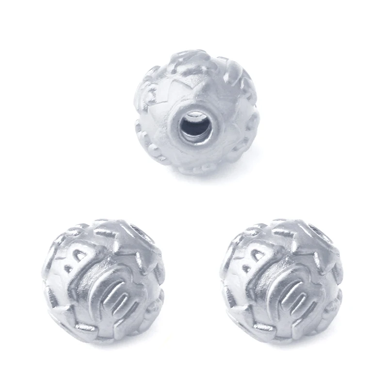 Authentic S925 Sterling Silver Color 3D Transfer Beads Handmade DIY Braided Rope Accessories Gold-plated Six-word Mantra Beads