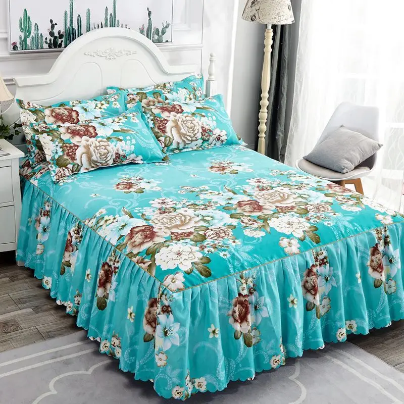 Bed Skirt-16 Модный корейский стиль саржевое изысканное нескользящее покрывало шлифованная кровать юбка принцесса Одиночная Двойная Толстая кровать 2,0 м кровать - Цвет: Bed Skirt-16