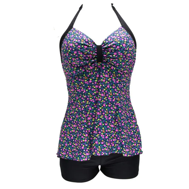New print women's two-piece boxer pants big breasts mother conservative swimsuit 2018 new hot sale Report | Спорт и развлечения