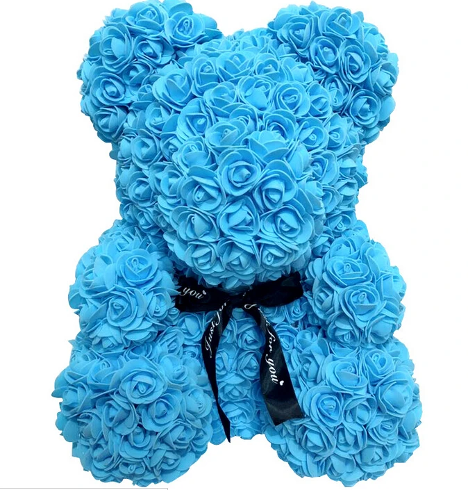 40cm blue bear Розовый милый Мишка сердце для дня рождения с цветочным принтом, на День святого Валентина Свадебная вечеринка Декор подруга Юбилей Для Женщин Девочка Кукла Подарки 40/25 см - Цвет: 40cm blue bear