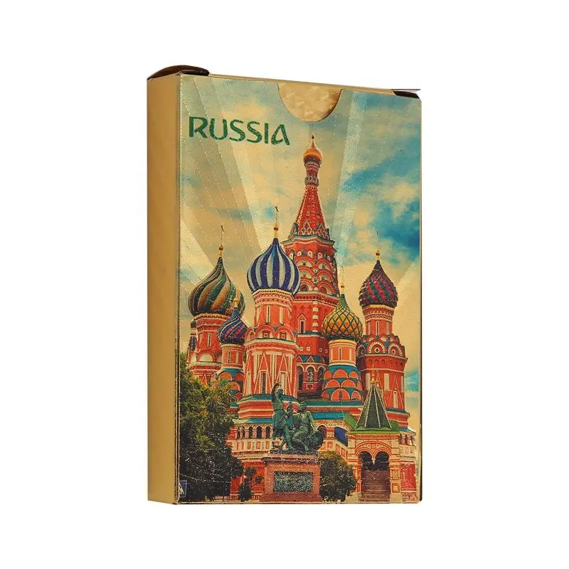 Подарочная деревянная коробка для упаковки пластиковых игральных карт Водонепроницаемые Карты прочные креативные пластиковые покерные карты Подарочные золотые игровые карты коробка - Цвет: RUSSIA G-02