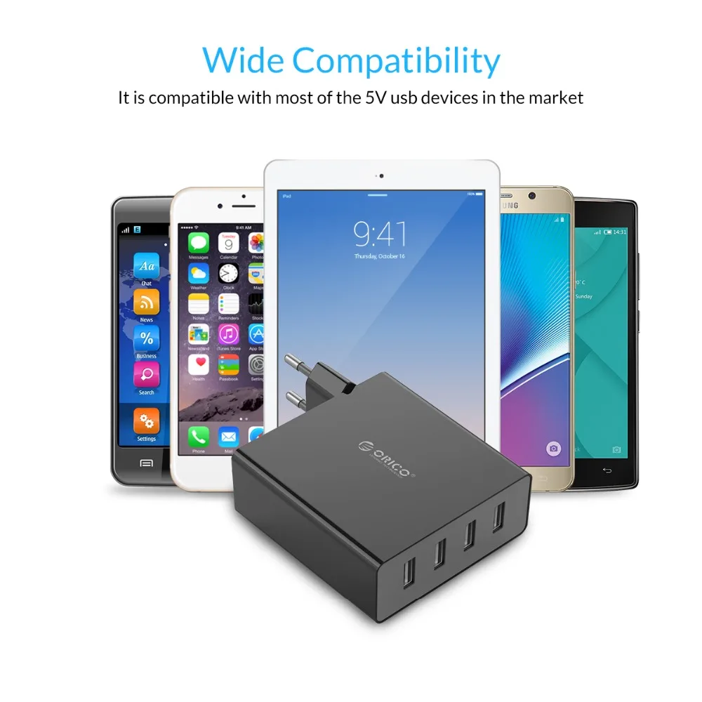 ORICO 4-портовое настенное зарядное устройство USB для телефона Быстрая зарядка 5V2. 4A* 4 6A30W зарядное устройство для планшета Pad для iphone samsung Xiaomi
