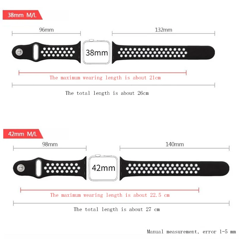 Сменный спортивный ремешок из мягкого силикона для Apple Watch Series 5 4 3 2 1 38/40/42/44 мм