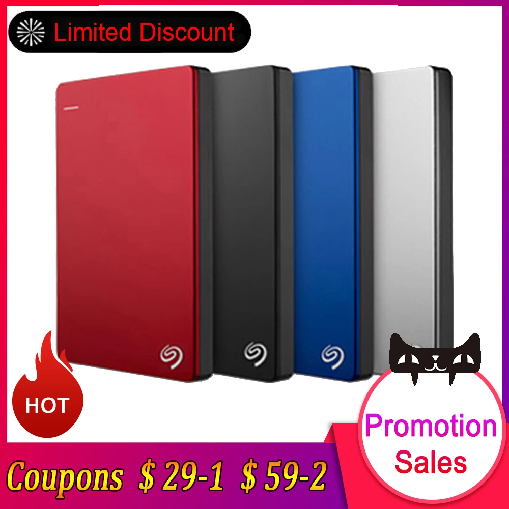 Seagate внешний HDD 1 ТБ 2 ТБ 4 ТБ резервного копирования плюс тонкий USB 3,0 2," Портативный внешний жесткий диск для настольного компьютера ноутбука STDR1000301