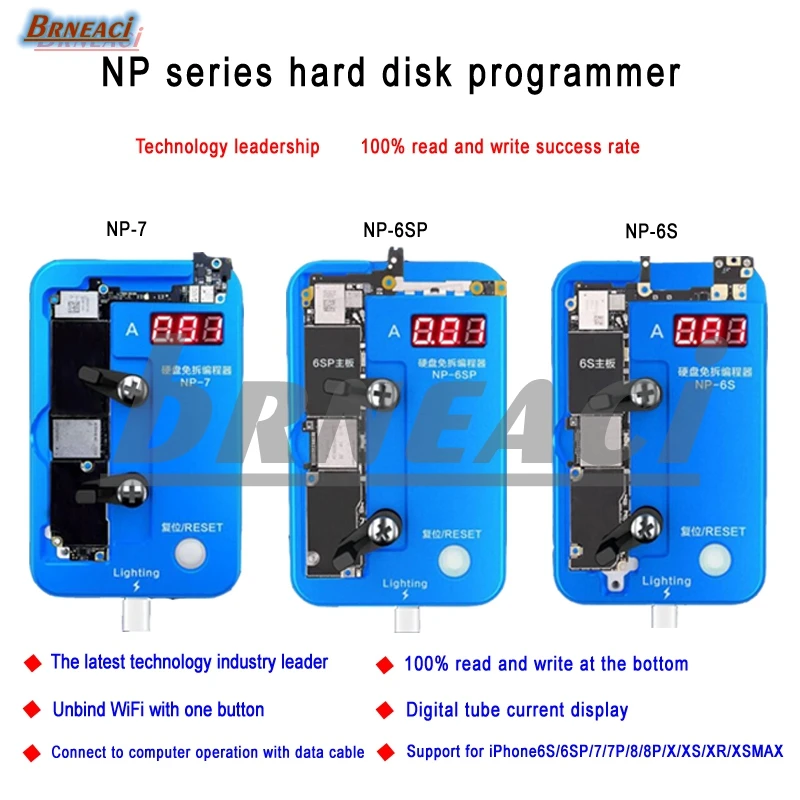 brneaci JC hard disk programmer high efficiency one-key read and write for iPhone 6S/6SP/7/7P/8/8P/X/XS/XR/XSMAX latest editor |