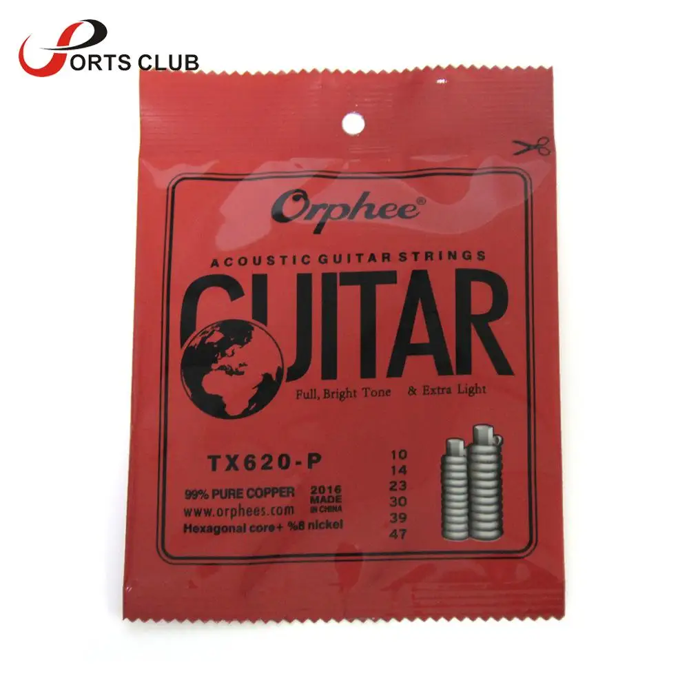Orphee TX620-P 6 шт Акустическая струны народной гитары полный набор струн (.010-.047) Сталь