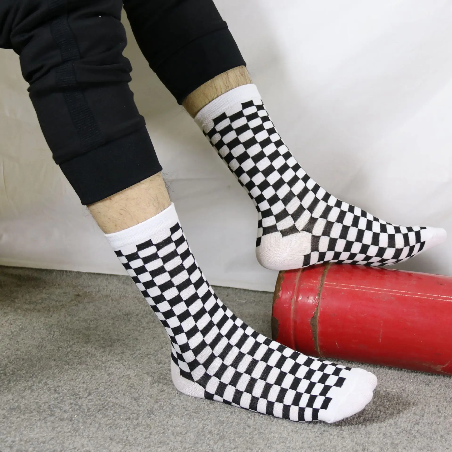 checkerboard1 Корейские модные женские носки в стиле Харадзюку с геометрическим рисунком, мужские носки в стиле хип-хоп, хлопковые уличные носки унисекс, Новинка - Цвет: checkerboard1