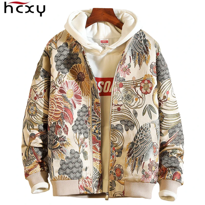 Мужская куртка пилот HCXY черная приталенная с вышивкой в стиле хип хоп весна