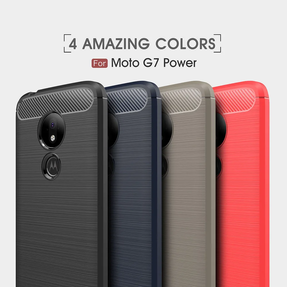 Текстурированный силиконовый чехол из углеродного волокна для Moto G7 power Play Motorola