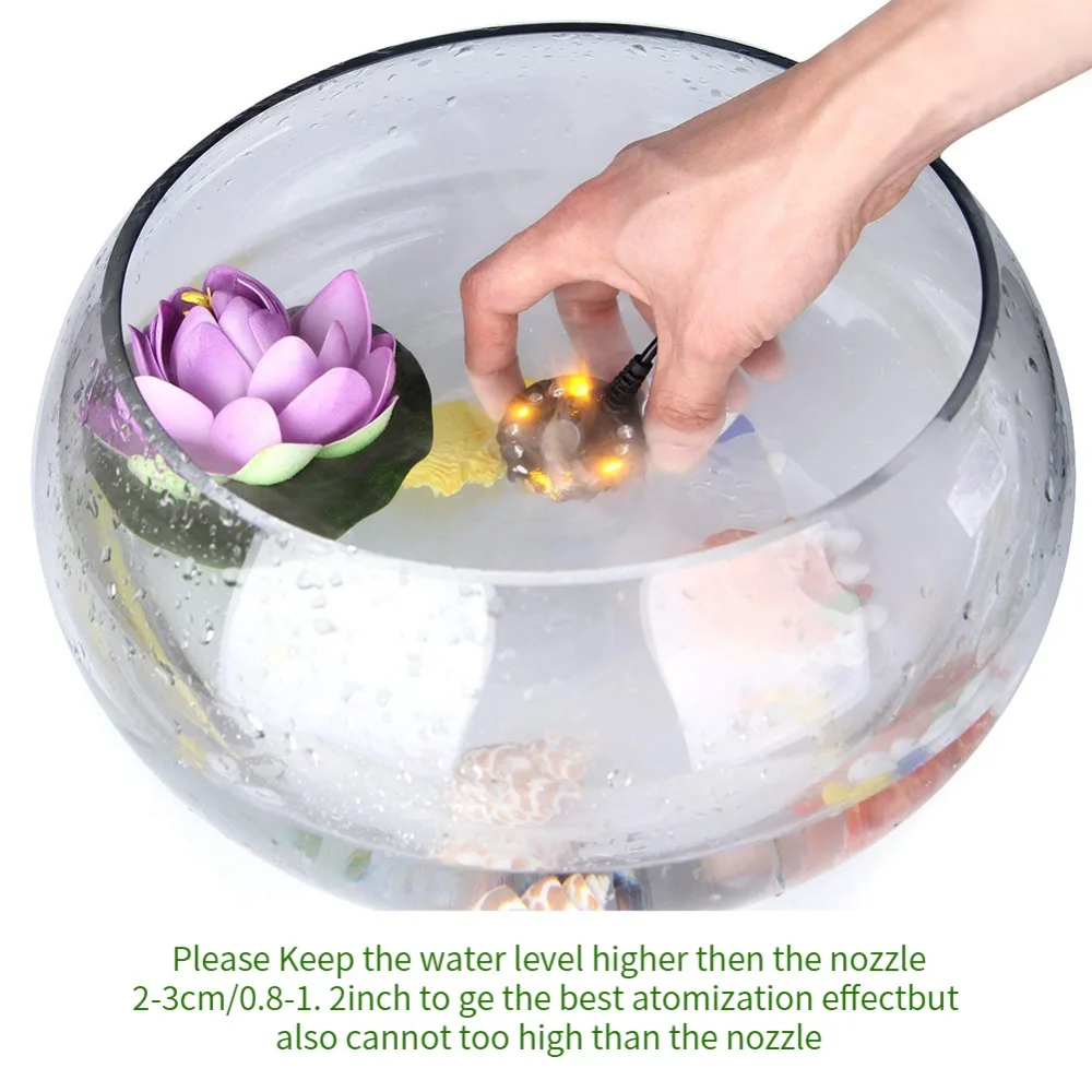 12 LED ультразвуковой фонтан для воды распылитель пруда увлажнитель воздуха