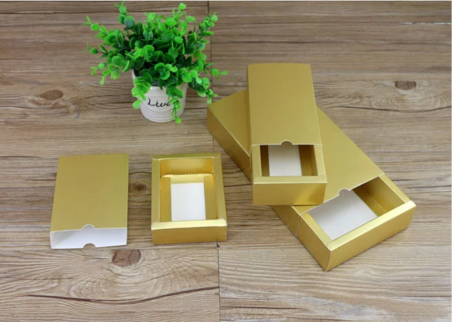 30 шт./лот Пустые Золотые бумажные коробки для ящиков картонная упаковка коробка