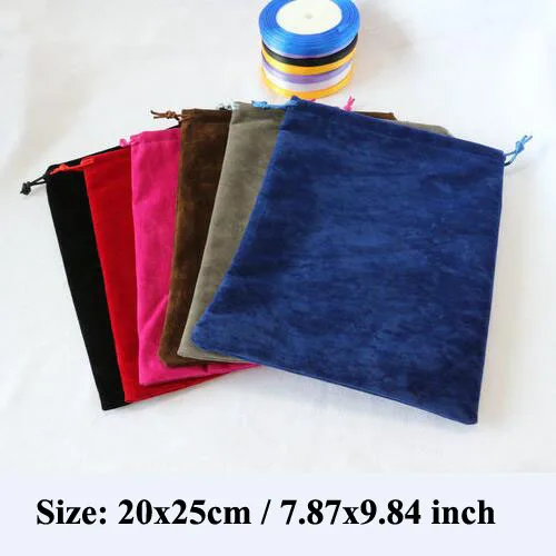 

Большой размер 20x25 см двусторонний шнурок синий/серый/черный/розовый/красный бархатный мешок сумка для сотового телефона свадьбы подарок у...