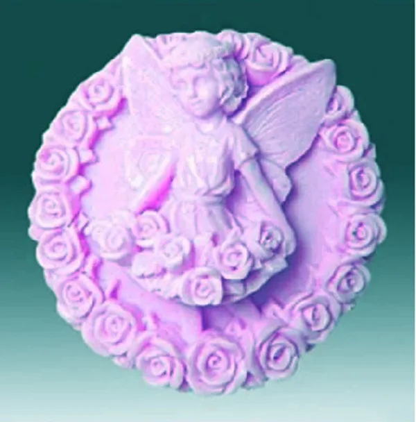 

Free shipping baby angel silicone soap mould rose circle shaped handmade soap mould with angel baby