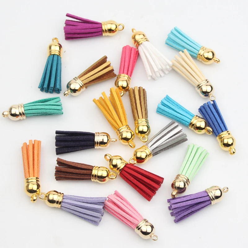 100 шт./лот позолоченная голова 38 мм кожаная кисточка сделай сам для изготовления