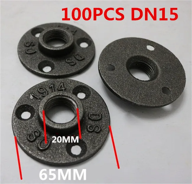 100 шт./лот DN15/DN20 чугунный Фланец Литье Под Старину основание фланцев кронштейн