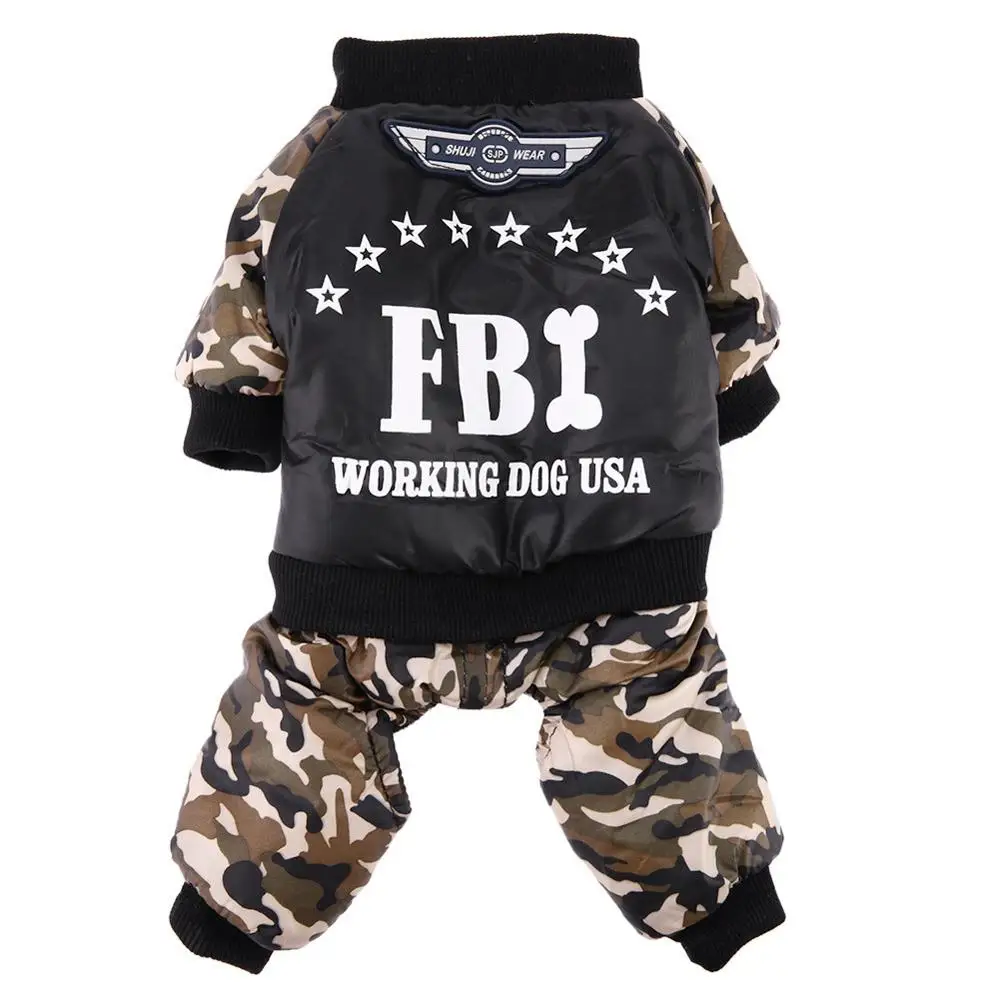 black Водонепроницаемая одежда для собак FBI, утепленный комбинезон для щенка, теплая зимняя одежда для мальчиков и собак, Ropa Para Perros - Цвет: black