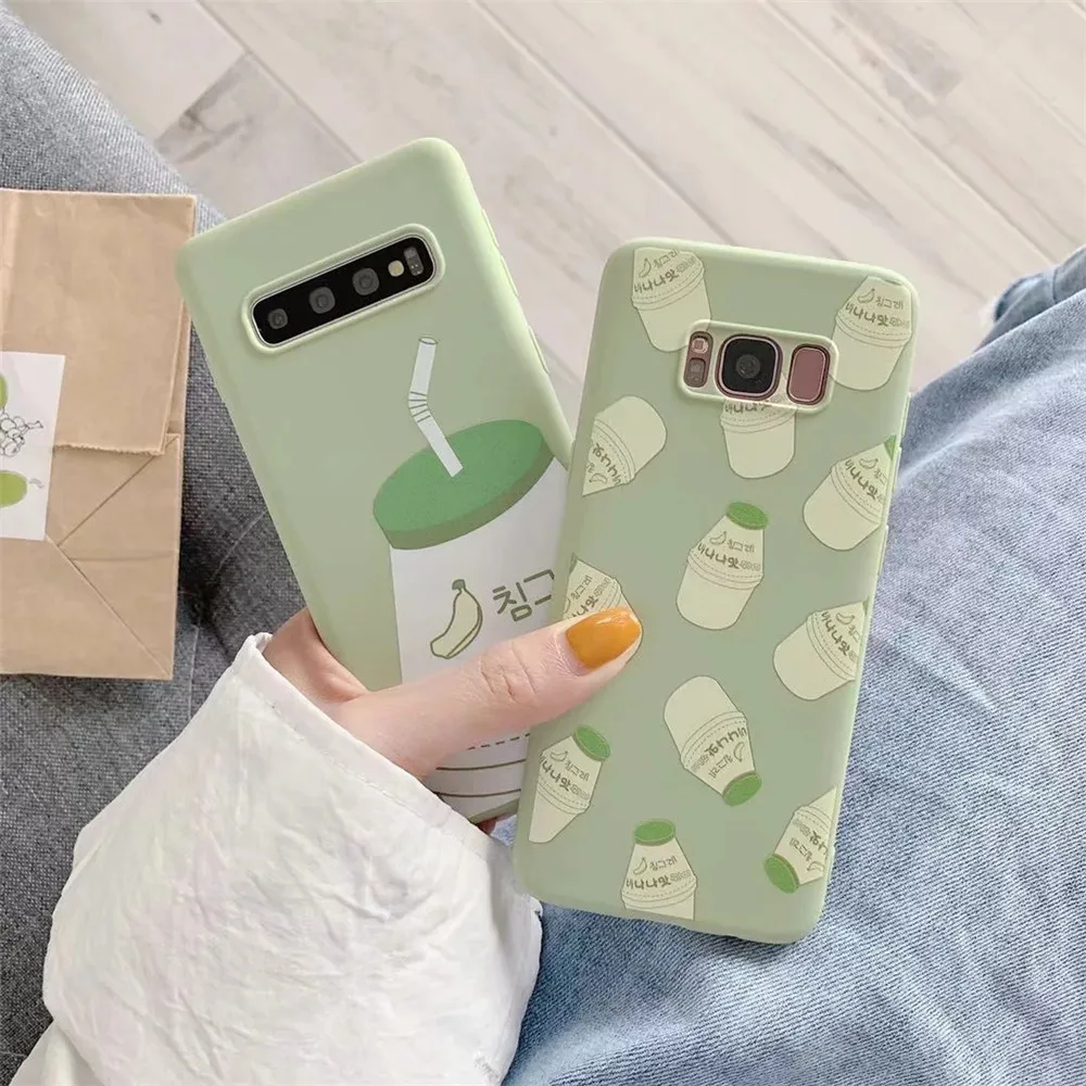 Банановое молоко зеленый конфеты силиконовый чехол для телефона Samsung Galaxy S8 S9 S10