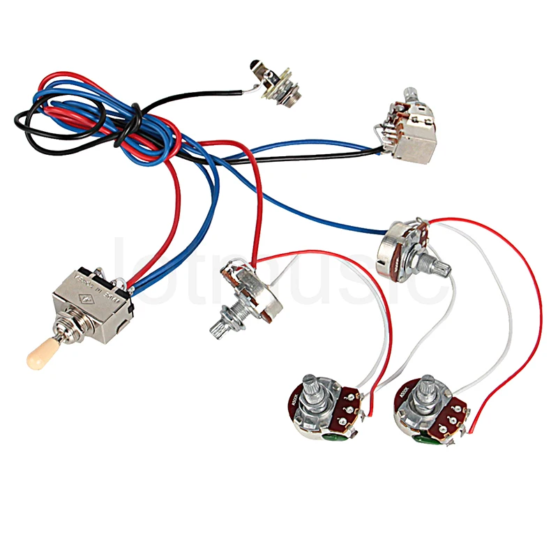 Комплект жгут проводов для электрогитары 2V2T Pot Jack 3 ходовой переключатель гитары