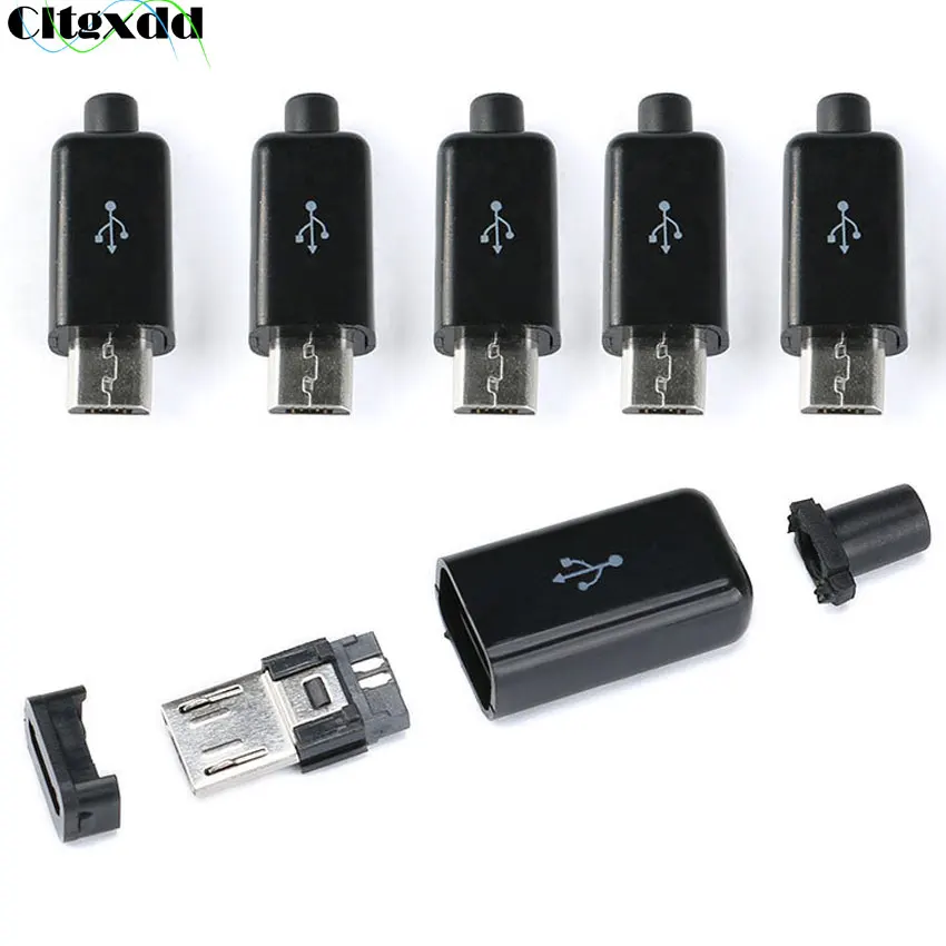 Cltgxdd 20 шт. микро USB 5Pin штекер черный сварочный кабель для передачи данных OTG