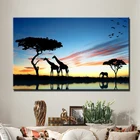 Африканская Саванна, пейзаж, HD Печать жирафа, фотоплакат, Настенная картина, гостиная, домашний декор, без рамки