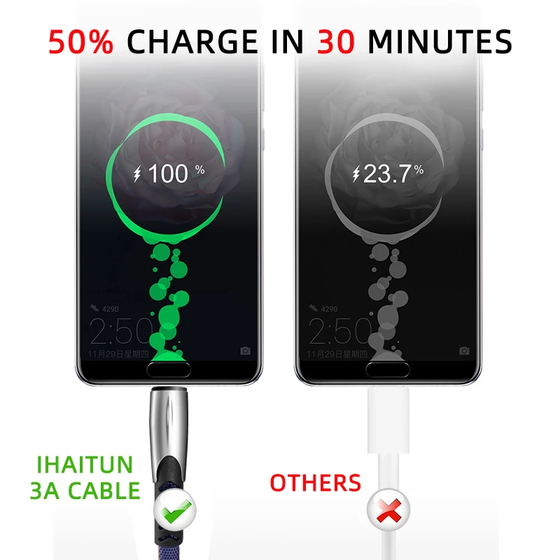 Кабель USB Type-C 3 м в нейлоновой оплетке адаптер для быстрой зарядки А шнур C кабель
