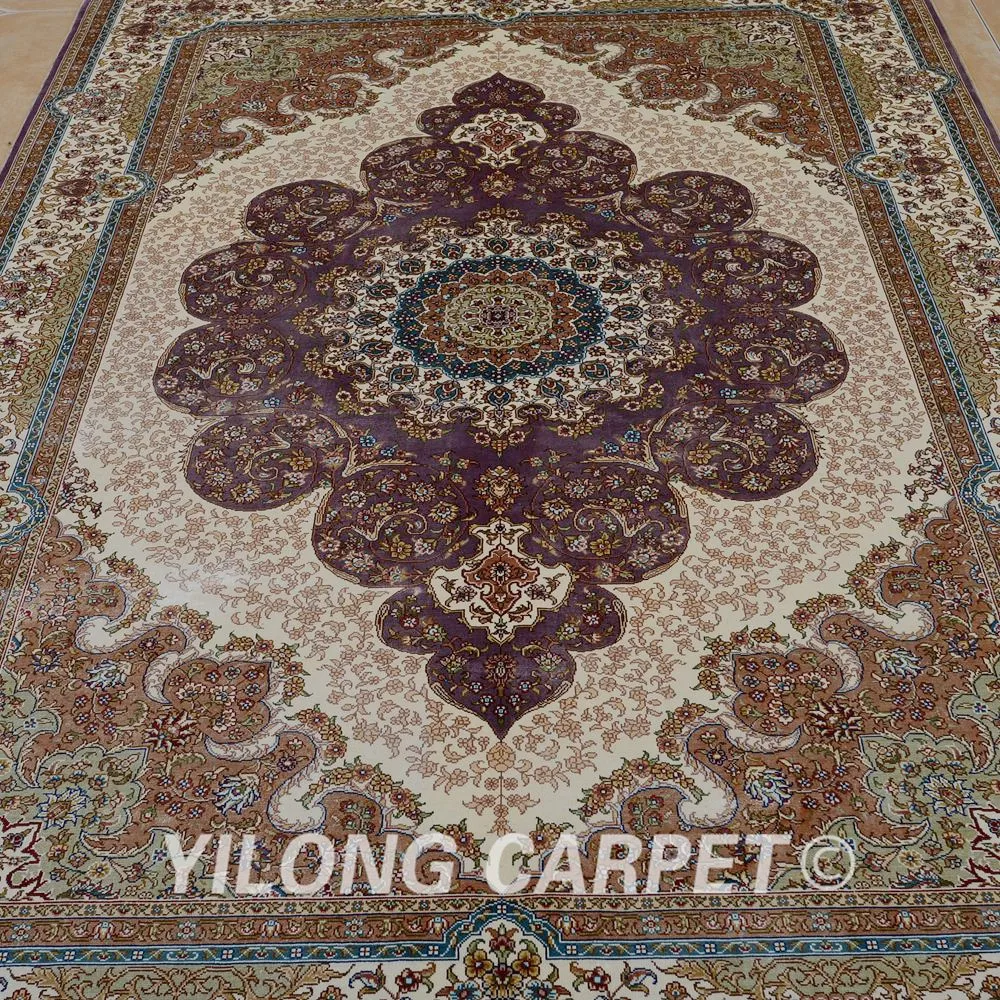 Yilong 5 'x 7 5' Ручная работа Тебриз шелк выгодный ковер изысканный qum персидский