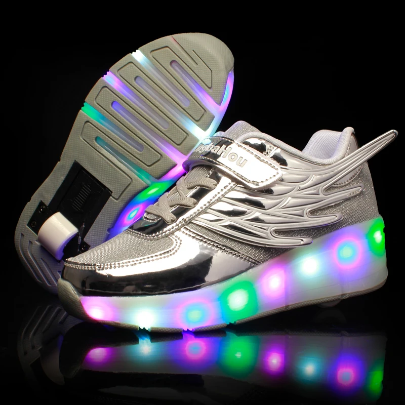 Led Wheels Shoes Kids Glowing Sneakers with Light Roller Skates Lighted for Boys Girls tenis infantil | Детская одежда и обувь