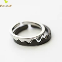 flyleaf heartbeat wave occlusal loves open rings for women men 925 sterling silver romantic couple jewelry student gift