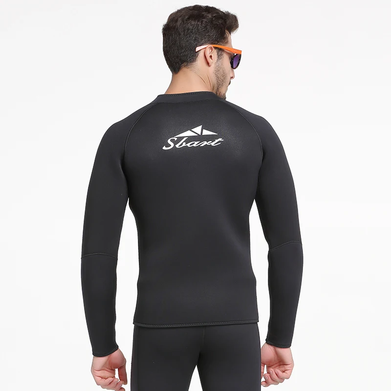 

SBART 5MM Neoprene Wetsuit Jacket Mens Black Long Sleeve Drysuit Triathlon Wetsuits Tops For Surfing Warm Sunscreen Jumpsuit L