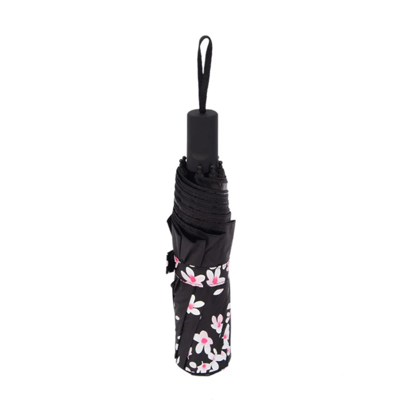 fashion Light folding Cherry Blossom Umbrella Maɺm black coating Wind proof anti-uv Sakura Female Rain Tools Sun Parasol | Дом и сад