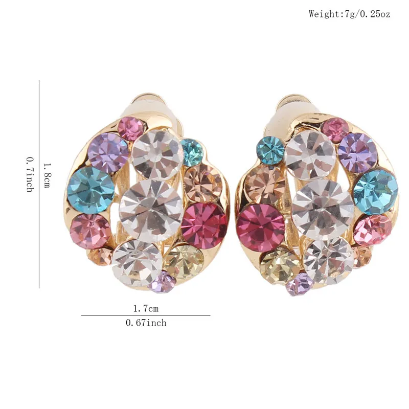 

Grace Jun(TM) 3 Colors Choose Bridal Multicolor Crystal Rhinestone Clip on Earrings Without Piercing for Women Elegant Ear Clip