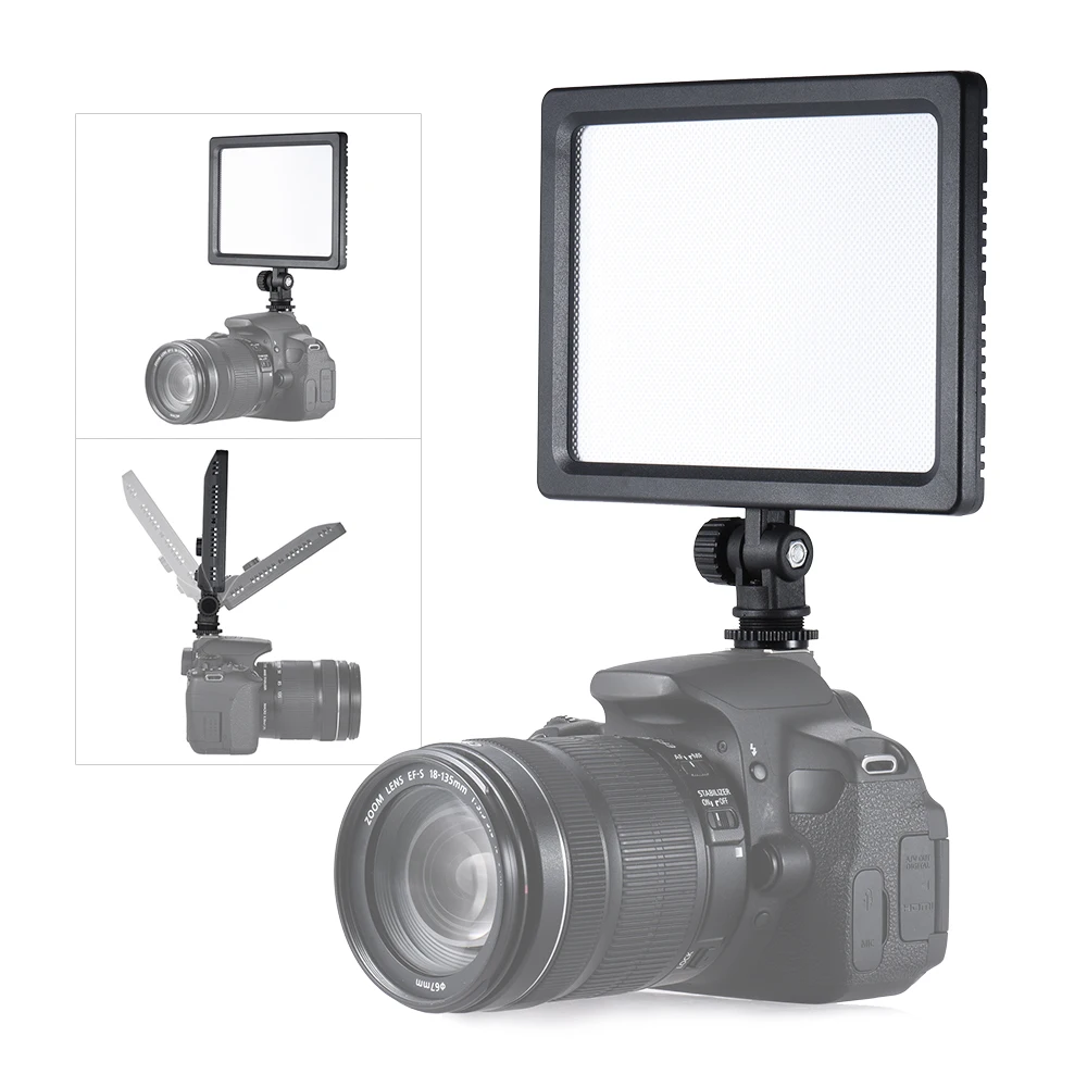 Andoer CM-180D 12W Диммируемый двухцветный 3200K - 5600K светодиодный светильник с ЖК-дисплеем
