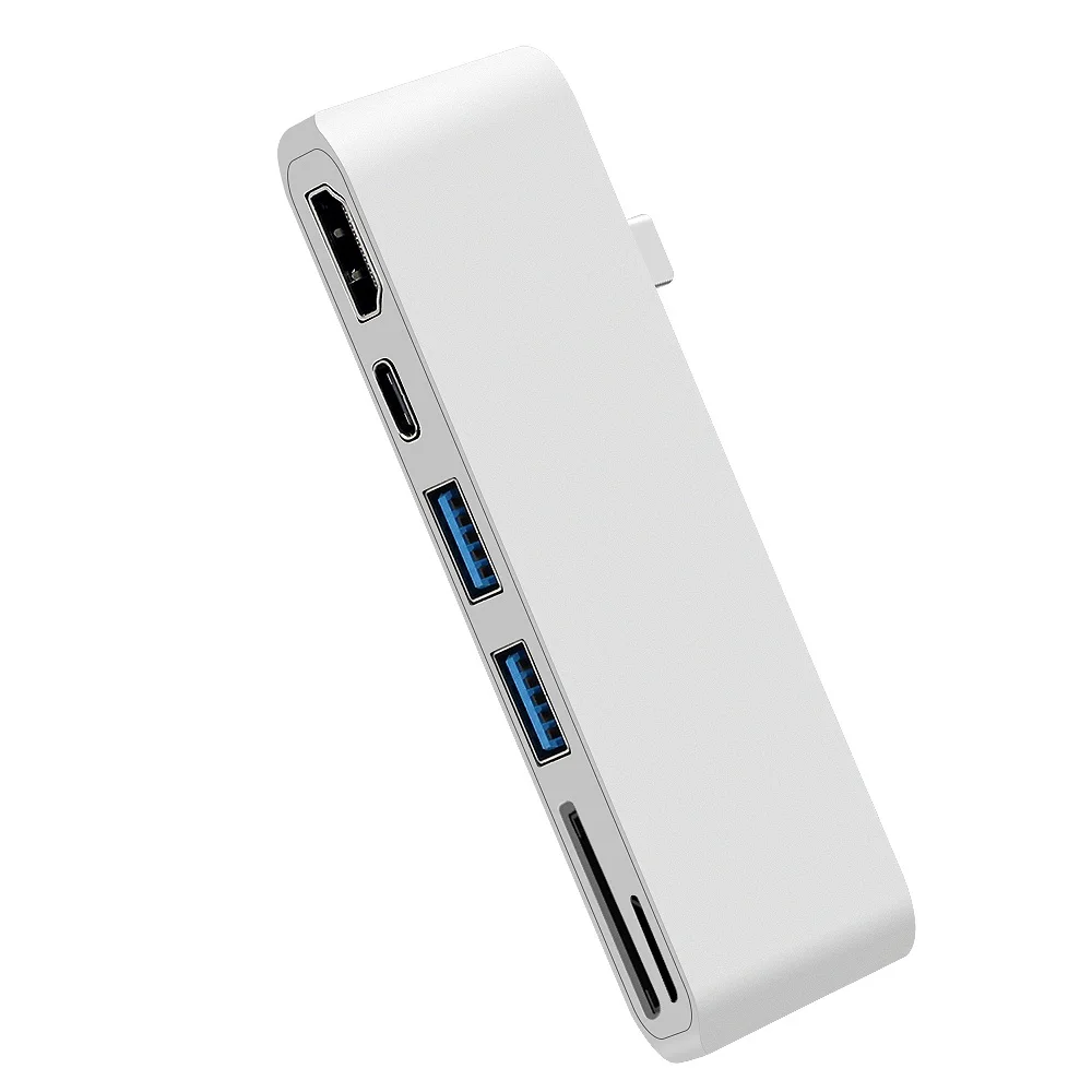 6 в 1 USB C концентратор HDMI для Macbook Pro nintendo Switch samsung S8 USB-C концентратор USB 3,0 разветвитель адаптер TF/SD кард-ридер Тип C - Цвет: Silver