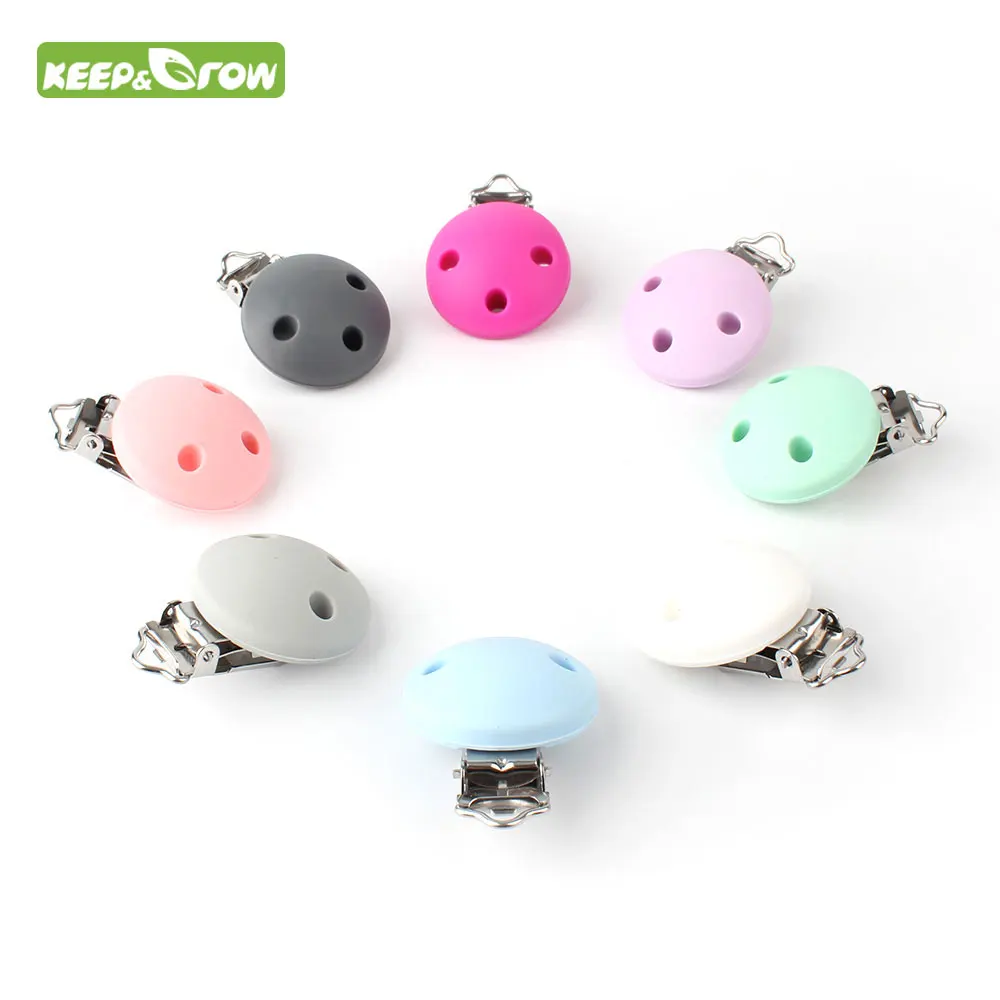 KEEP& GROW 3 шт. круглые силиконовые детские соски клип держатель для соски DIY прорезывания зубов зажимы для пустышки адаптер нержавеющие зажимы BPA бесплатно
