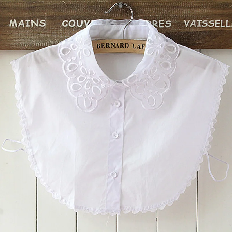 

Newly Design Fashion Women Women Lace Hook Vintage Fake Cotton Shirt Collar Women Solid Detachable Vertical Small Lapel