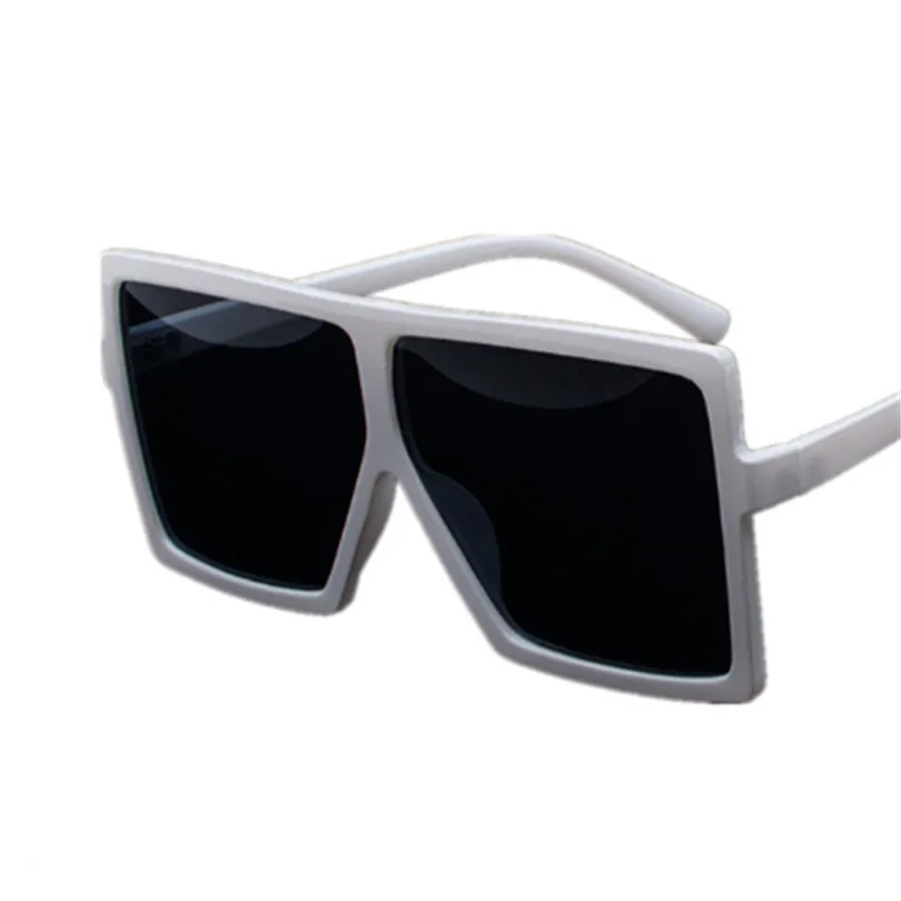 Oversized Sunglasses Women Men Gradient Lens Shades Sun Glasses Vintage Brand Designer Male Female Big Black Frame Glasses - Цвет линз: White