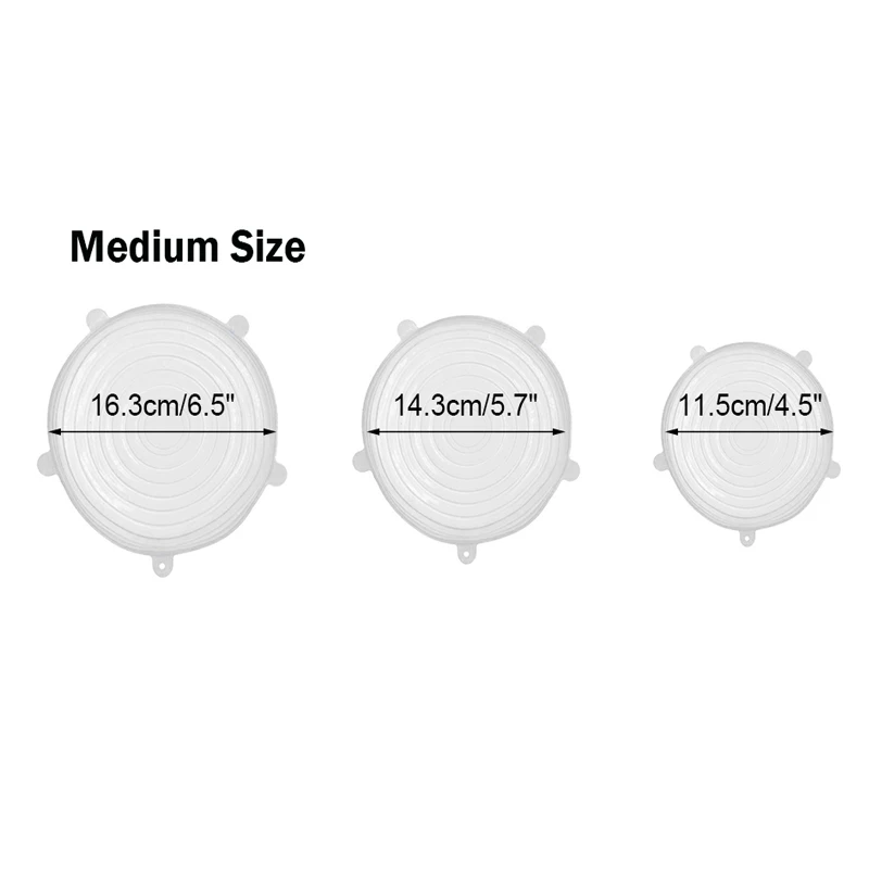 medium size 3 pcs Сохраняющий свежесть, многоразовые силиконовые крышки для еды, крышки для чаши для сохранения свежести, крепкая гибкая упаковка, растягивающийся домашний кухонный набор - Цвет: medium size 3 pcs