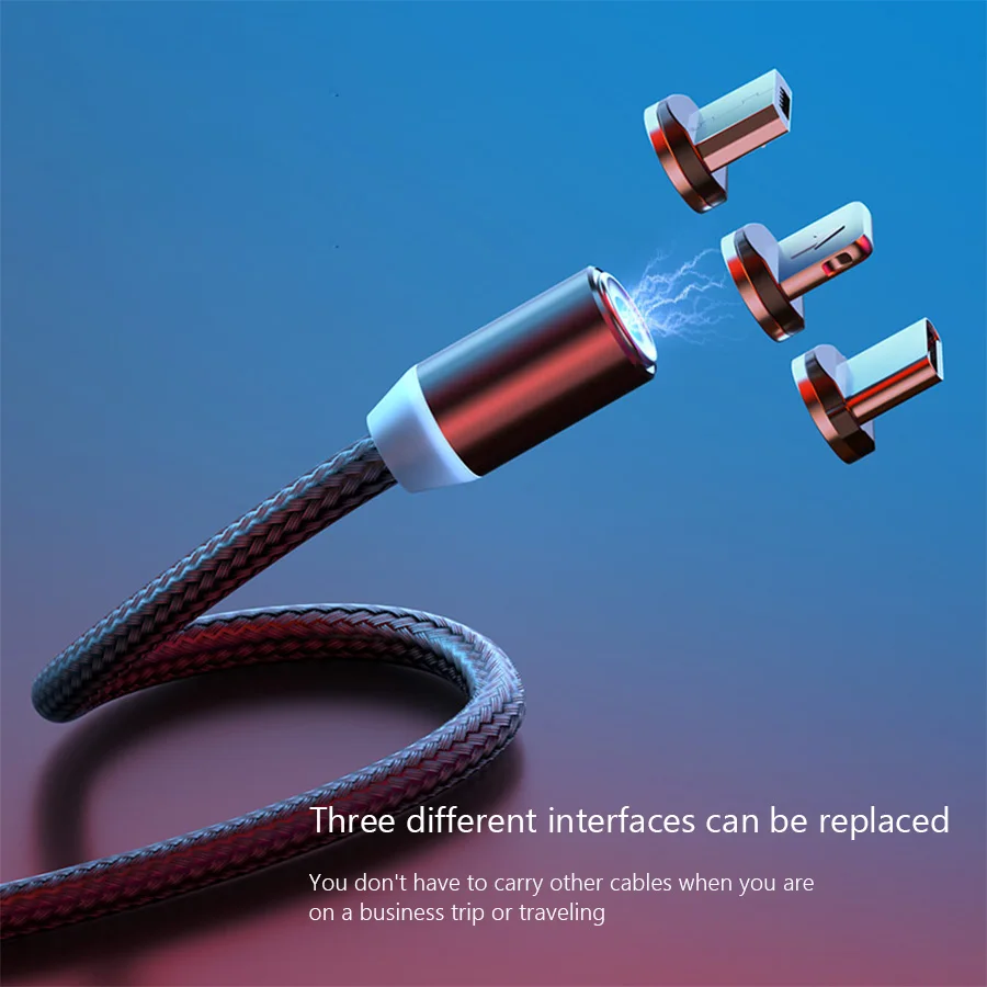 CBAOOO 360 светодиодный магнитный Micro USB кабель type-C зарядный кабель для iPhone XR XS MAX X 8 7 6 Plus Магнитный зарядный провод для мобильного телефона